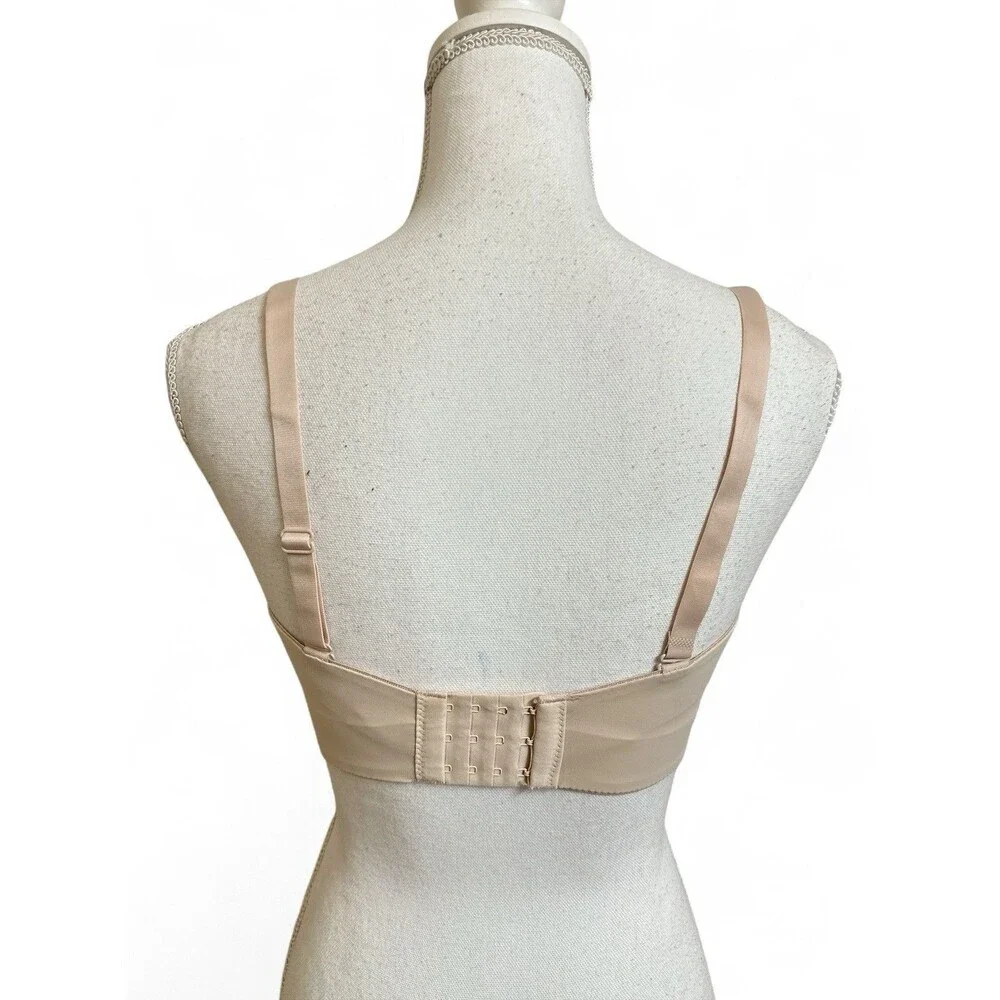 NEW Beige Strapless  Multiway Bra 34C Underwire No Padding Double Lined Fabric